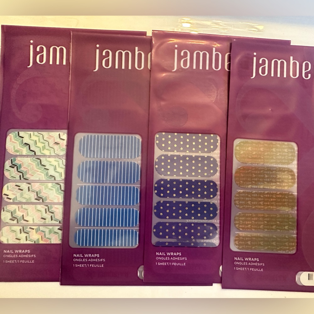 Lot of 4 half-sheet-plus Jamberry nail wraps cool colors